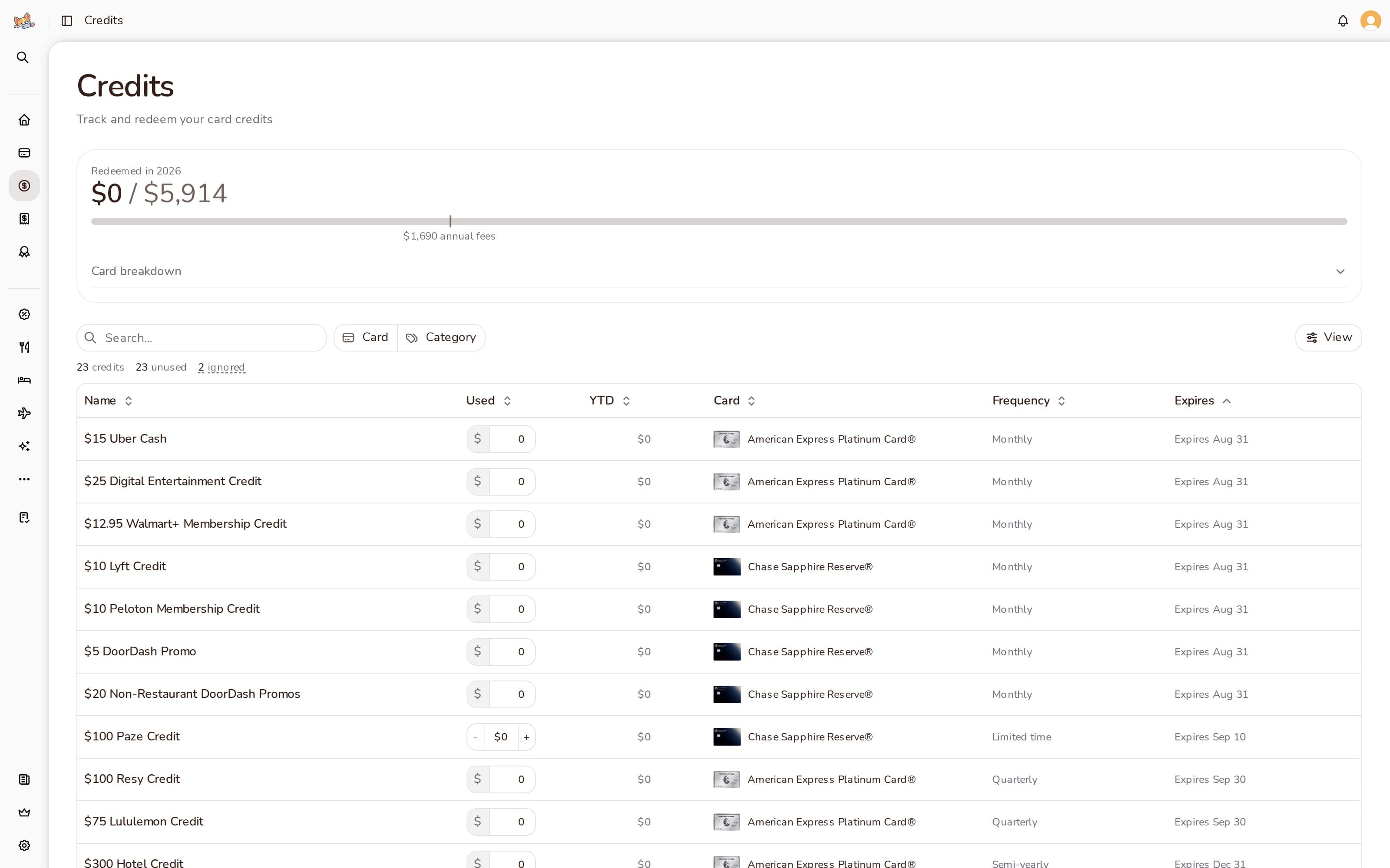 nextcard credit tracking dashboard