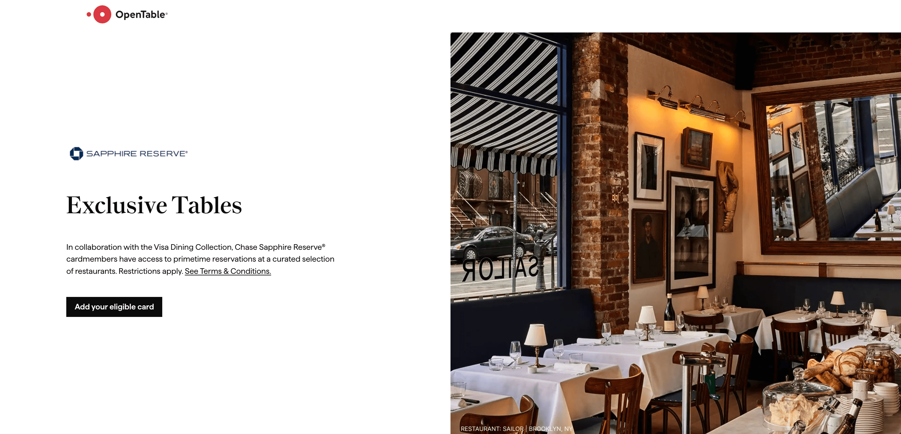 What is the Chase Sapphire Reserve® Exclusive Tables program? 2026