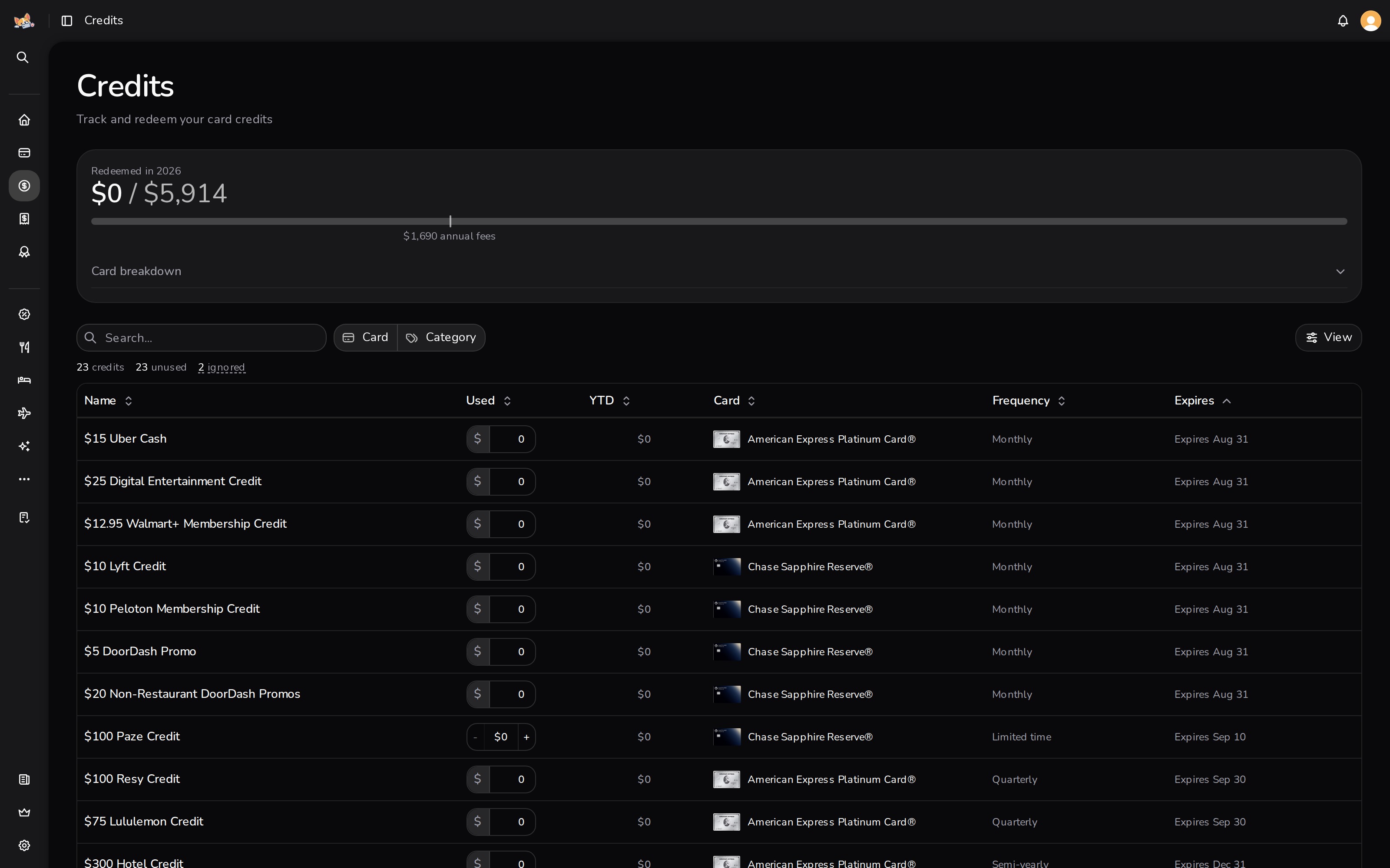 nextcard credit tracking dashboard