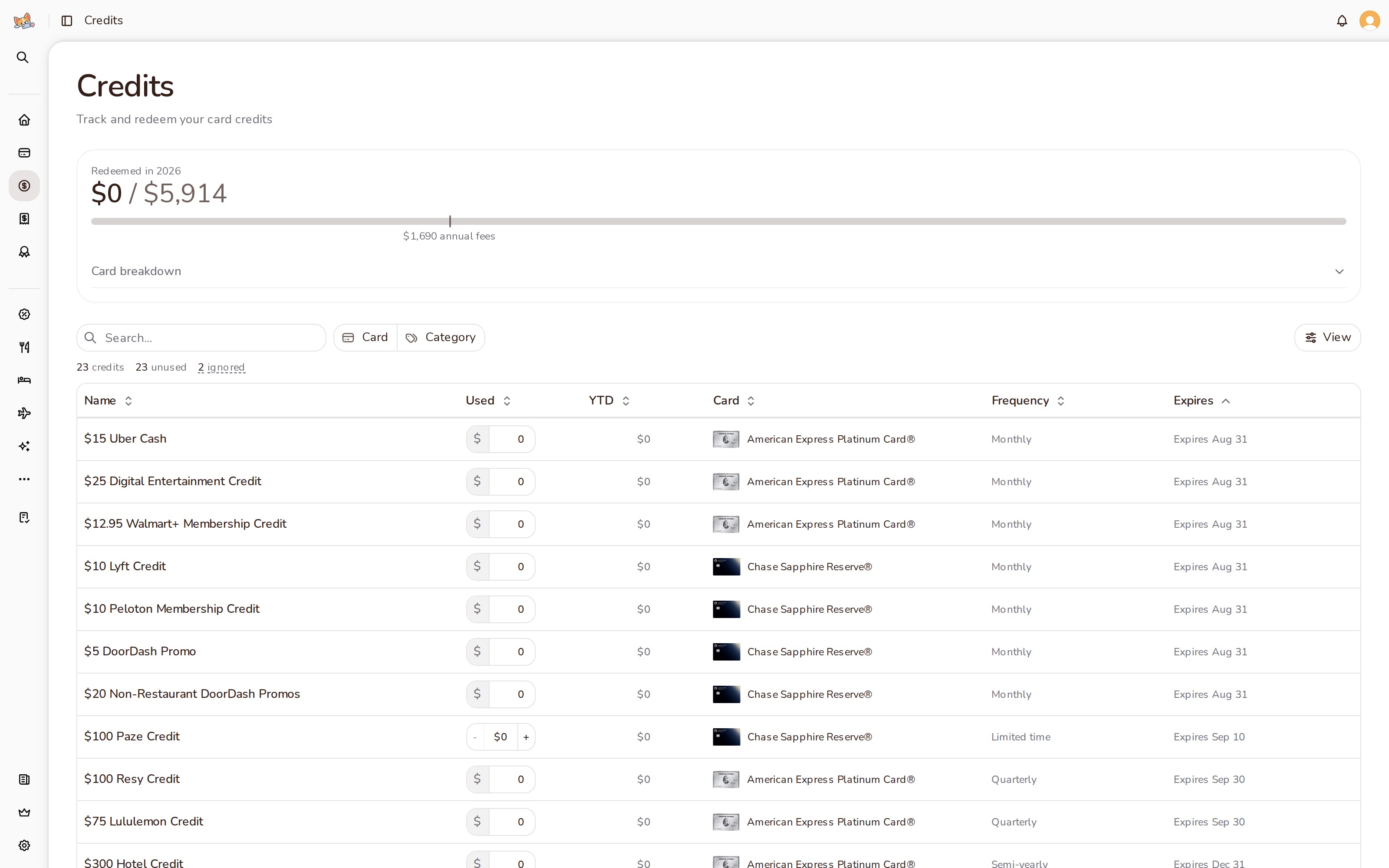 nextcard credit tracking dashboard